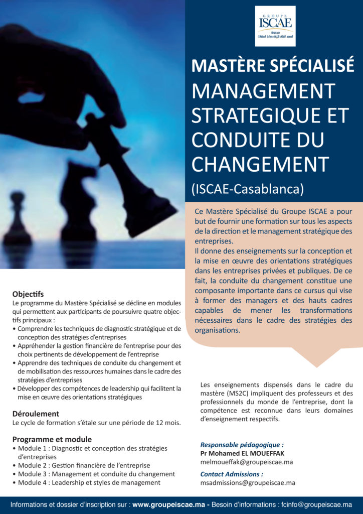 Management Stratégique Et Conduite Du Changement (ISCAE-CASA) – GROUPE ...