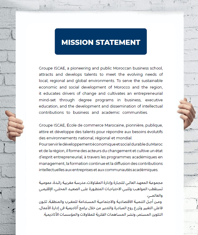 Mission Statement — Groupe ISCAE