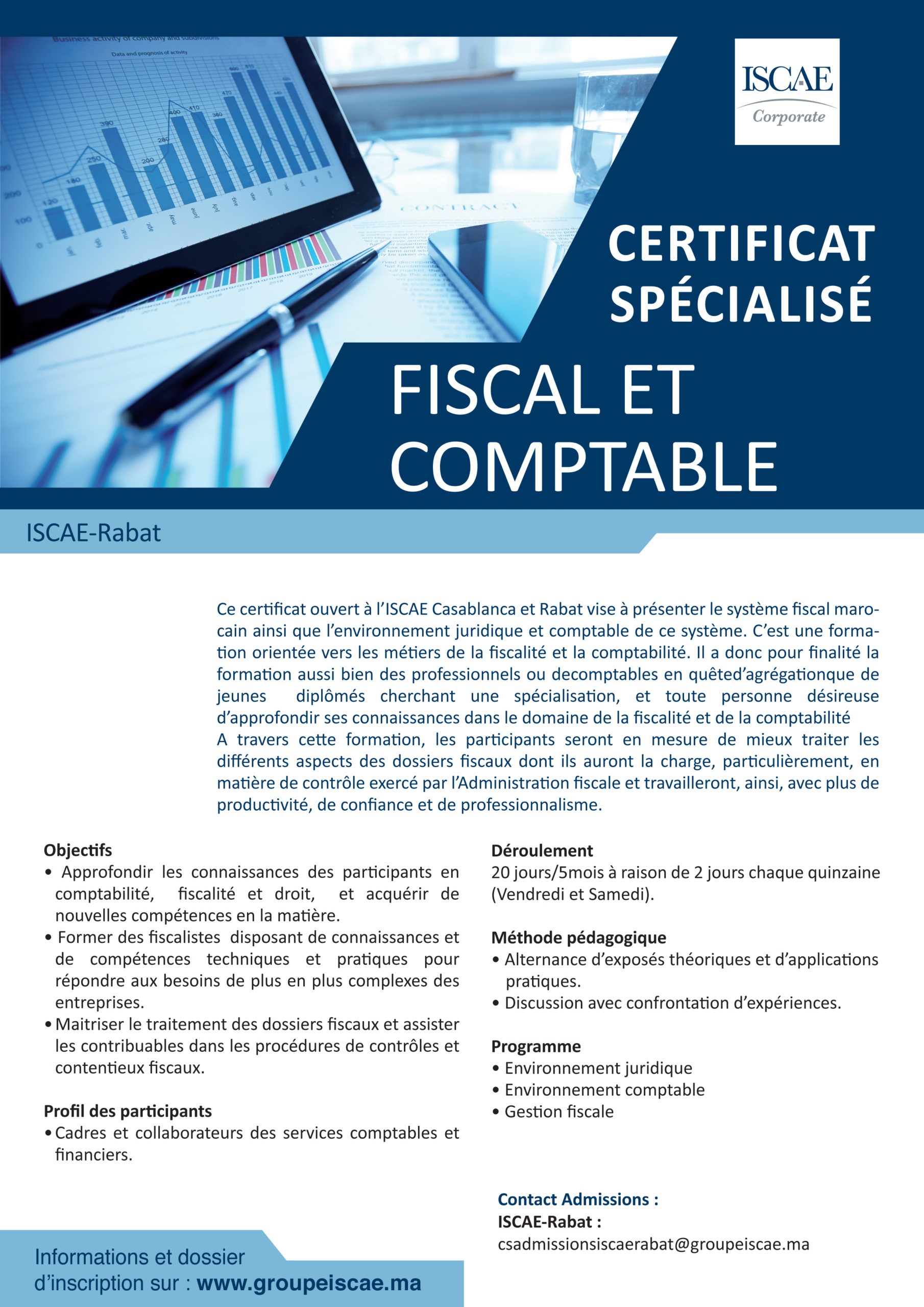 Fiche du Certificat Spécialisé Fiscal et Comptable — Groupe ISCAE