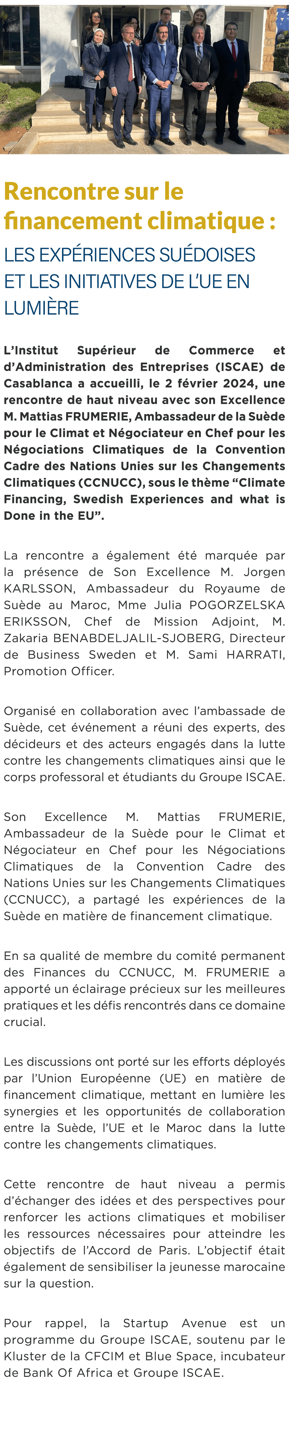  ￼ Rencontre sur le financement climatique : les exp riences su doises et les initiatives de l’UE en lumi re L’Instit...