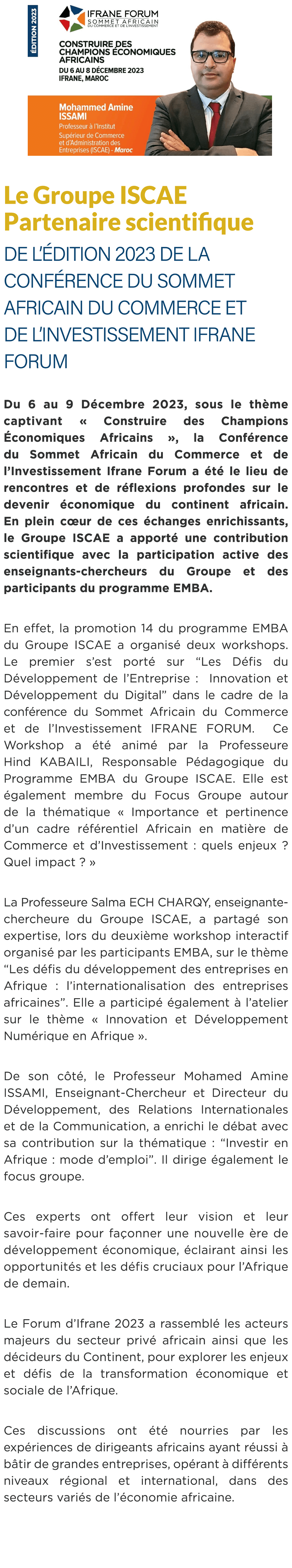  ￼ Le Groupe ISCAE partenaire scientifique de l’ dition 2023 de la conf rence du Sommet Africain du Commerce et de l’...