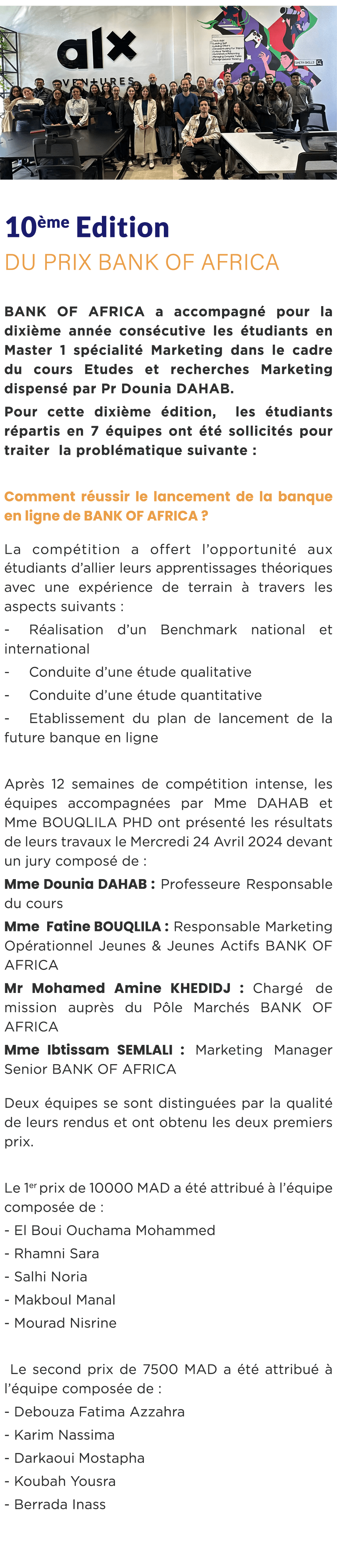  ￼ 10 me Edition du Prix BANK OF AFRICA BANK OF AFRICA a accompagn pour la dixi me ann e cons cutive les  tudiants e...
