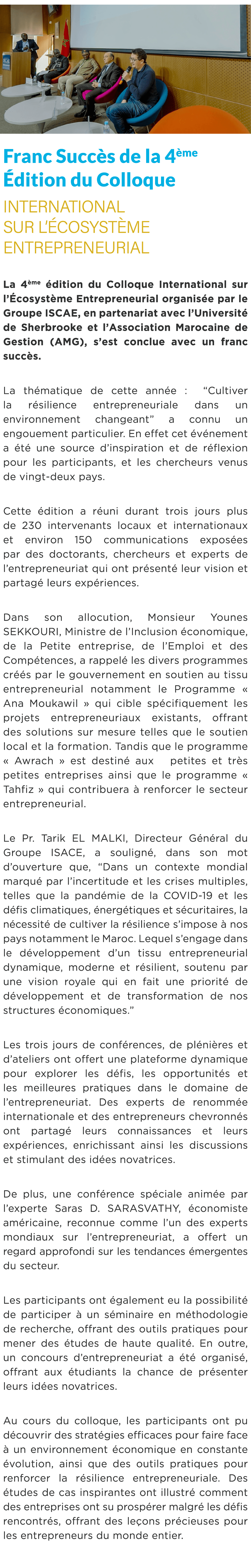  ￼ Franc Succ s de la 4 me dition du Colloque International sur l’ cosyst me Entrepreneurial La 4 me  dition du Coll...