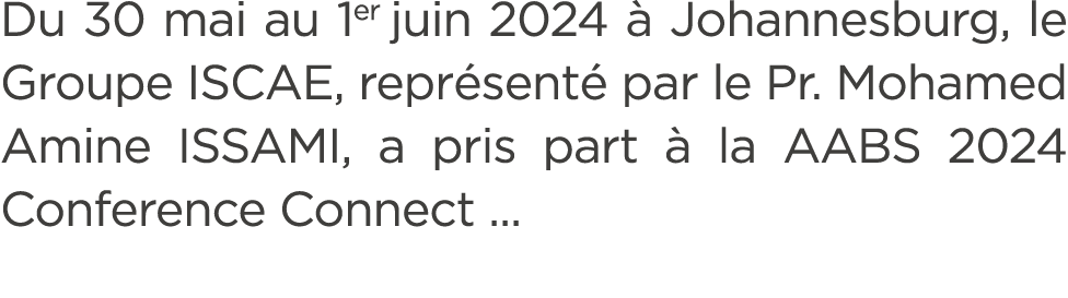 Du 30 mai au 1er juin 2024  Johannesburg, le Groupe ISCAE, repr sent  par le Pr. Mohamed Amine ISSAMI, a pris part  ...